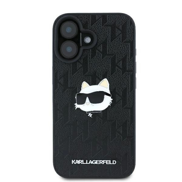 iPhone 16 Karl Lagerfeld Monogram Choupette Head Pin dėklas – juodas 2