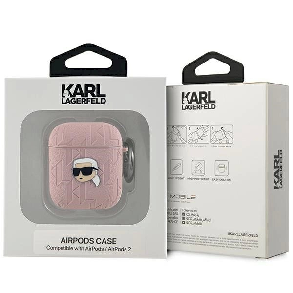 Karl Lagerfeld Monogram Karl Head dėklas AirPods 1 / 2 - Rožinis 2 Karl Lagerfeld Monogram Karl Head dėklas AirPods 1 / 2 - Rožinis 2