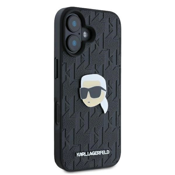 iPhone 16 Karl Lagerfeld Monogram Karl Head Pin dėklas – juodas 3