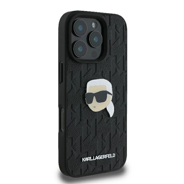 iPhone 16 Pro Max Karl Lagerfeld Monogram Karl Head Pin dėklas – juodas 3 iPhone 16 Pro Max Karl Lagerfeld Monogram Karl Head Pin dėklas – juodas 3