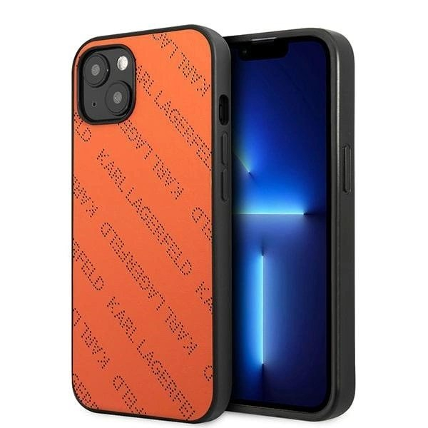 Karl Lagerfeld Perforated Allover Dėklas skirtas iPhone 13 / 14 / 15 6.1" - Orange Karl Lagerfeld Perforated Allover Dėklas skirtas iPhone 13 / 14 / 15 6.1" - Orange