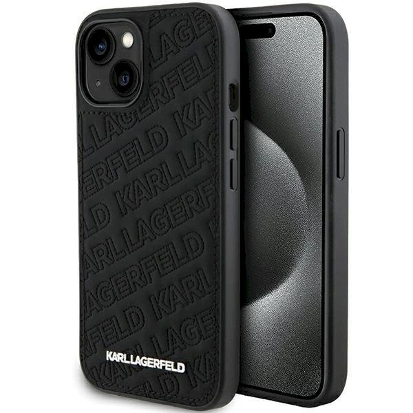 Karl Lagerfeld Quilted K Pattern dėklas skirtas iPhone 15 - Juodas Karl Lagerfeld Quilted K Pattern dėklas skirtas iPhone 15 - Juodas
