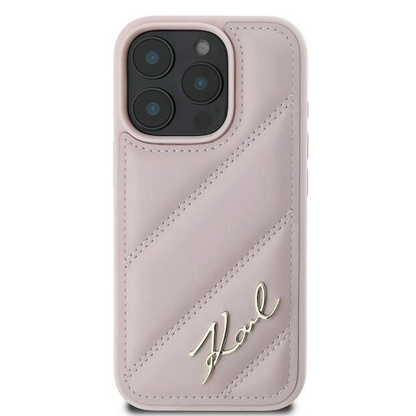 iPhone 16 Pro Max – Karl Lagerfeld Quilted Signature dėklas - Rožinis 2