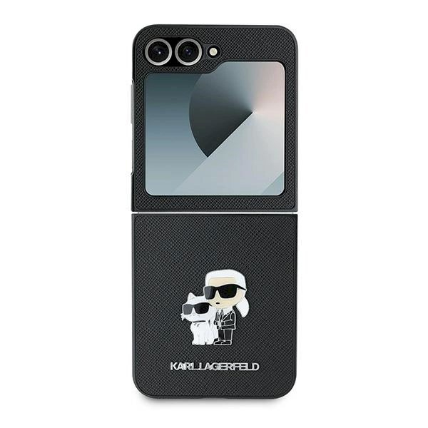 Karl Lagerfeld Saffiano Metal Pin Dėklas Samsung Galaxy Z Flip 6 - juodas 1 Karl Lagerfeld Saffiano Metal Pin Dėklas Samsung Galaxy Z Flip 6 - juodas 1