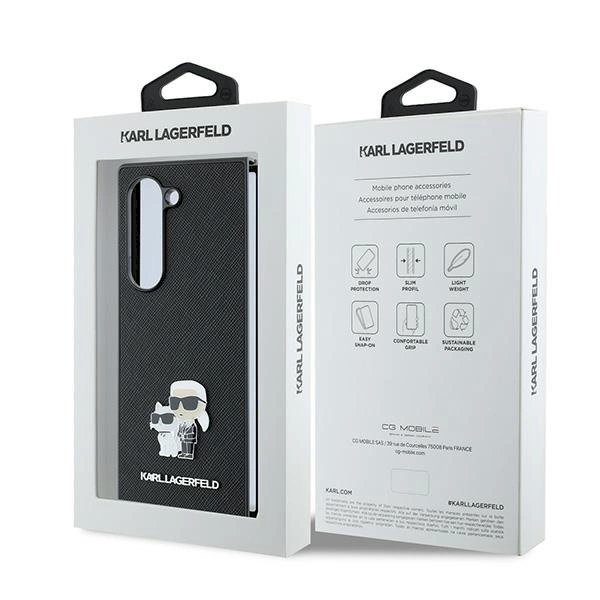 Karl Lagerfeld Saffiano Metal Pin Dėklas Samsung Galaxy Z Fold 6 - juodas 6 Karl Lagerfeld Saffiano Metal Pin Dėklas Samsung Galaxy Z Fold 6 - juodas 6