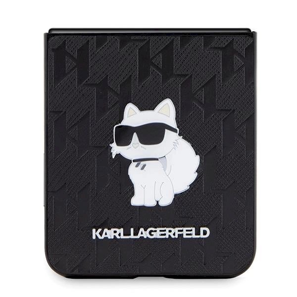 Dėklas Karl Lagerfeld Saffiano Monogram Choupette Pin case for Samsung Galaxy Z Flip 5 - Juodas 4 Dėklas Karl Lagerfeld Saffiano Monogram Choupette Pin case for Samsung Galaxy Z Flip 5 - Juodas 4