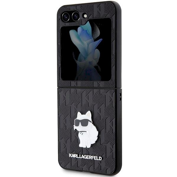 Dėklas Karl Lagerfeld Saffiano Monogram Choupette Pin case for Samsung Galaxy Z Flip 5 - Juodas 5 Dėklas Karl Lagerfeld Saffiano Monogram Choupette Pin case for Samsung Galaxy Z Flip 5 - Juodas 5