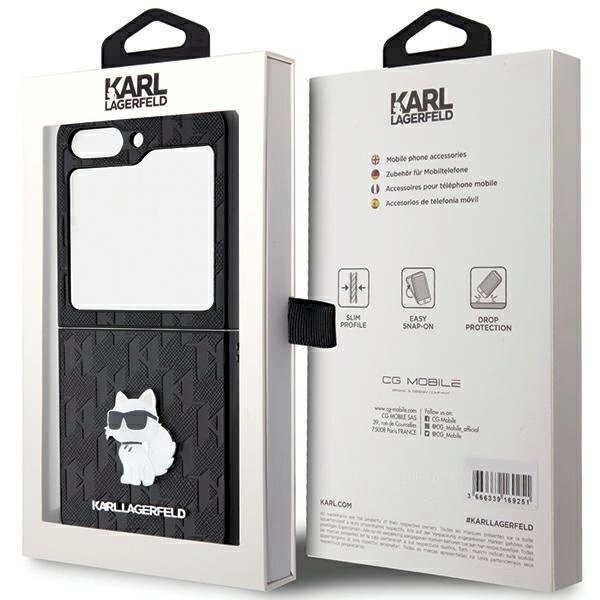 Dėklas Karl Lagerfeld Saffiano Monogram Choupette Pin case for Samsung Galaxy Z Flip 5 - Juodas 7 Dėklas Karl Lagerfeld Saffiano Monogram Choupette Pin case for Samsung Galaxy Z Flip 5 - Juodas 7