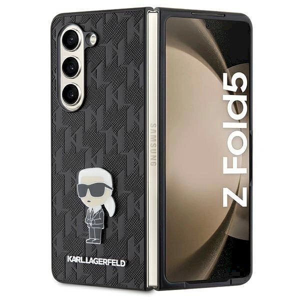 Karl Lagerfeld Saffiano Monogram Ikonik Pin dėklas skirtas Samsung Galaxy Z Fold 5 - Juodas Karl Lagerfeld Saffiano Monogram Ikonik Pin dėklas skirtas Samsung Galaxy Z Fold 5 - Juodas