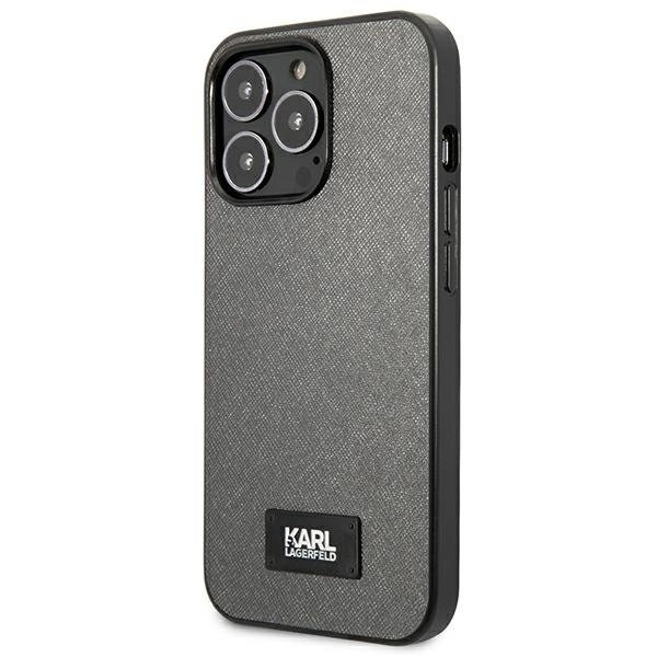 Karl Lagerfeld Saffiano Plaque Dėklas skirtas iPhone 13 Pro Max 6.7&quot; - Sidabrinis 1
