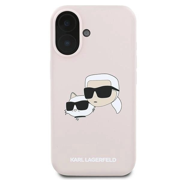 Karl Lagerfeld Silikoninis Dėklas Heads Print MagSafe skirtas iPhone 16 Plus - Rožinis 2