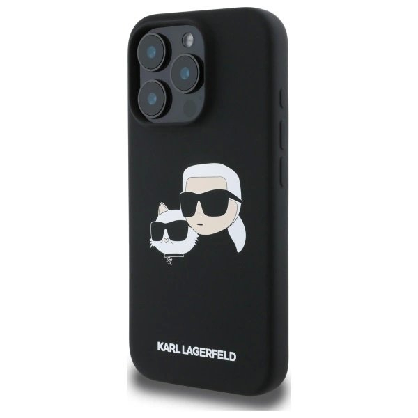 iPhone 16 Pro Max – Karl Lagerfeld Silicone Case Heads Print MagSafe dėklas - Juodas 1