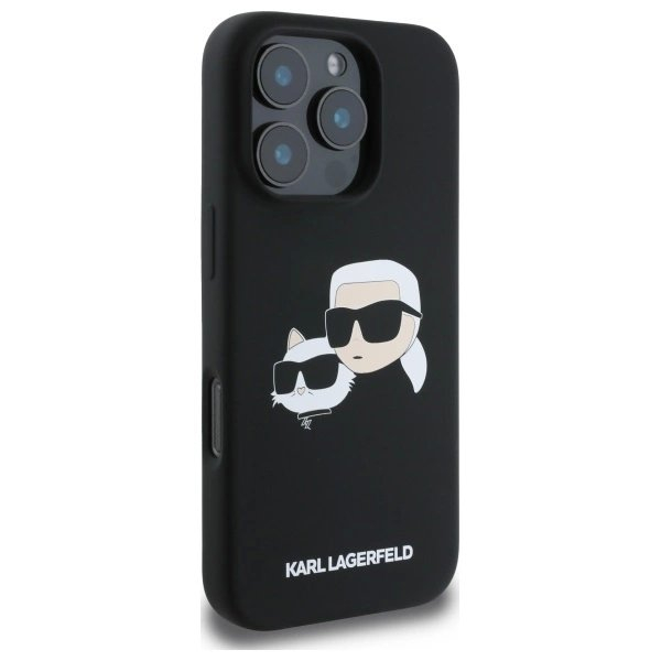 iPhone 16 Pro Max – Karl Lagerfeld Silicone Case Heads Print MagSafe dėklas - Juodas 3