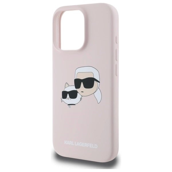 Karl Lagerfeld Silikoninis Dėklas Heads Print MagSafe skirtas iPhone 16 Pro Max - Rožinis 5
