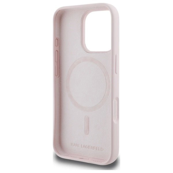 Karl Lagerfeld Silikoninis Dėklas Heads Print MagSafe skirtas iPhone 16 Pro - Rožinis 6
