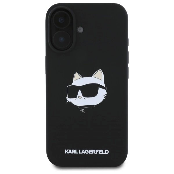 iPhone 16 Karl Lagerfeld Silicone Choupette Head Print MagSafe dėklas - juodas 2
