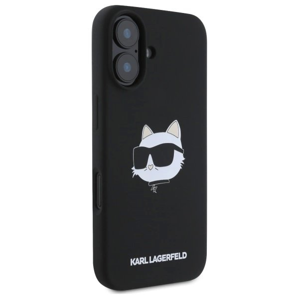 iPhone 16 Karl Lagerfeld Silicone Choupette Head Print MagSafe dėklas - juodas 3