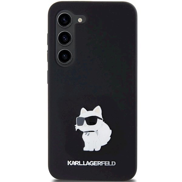 Karl Lagerfeld Silicone Choupette Metal Pin dėklas Samsung Galaxy S24 - Juodas 2 Karl Lagerfeld Silicone Choupette Metal Pin dėklas Samsung Galaxy S24 - Juodas 2