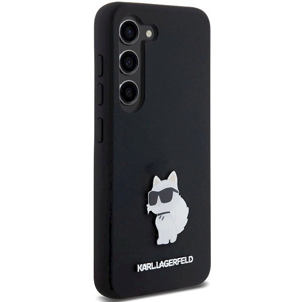 Karl Lagerfeld Silicone Choupette Metal Pin dėklas Samsung Galaxy S24 - Juodas 3 Karl Lagerfeld Silicone Choupette Metal Pin dėklas Samsung Galaxy S24 - Juodas 3