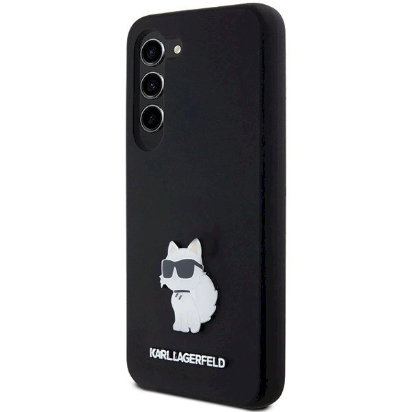 Karl Lagerfeld Silicone Choupette Metal Pin dėklas Samsung Galaxy S24 - Juodas 1 Karl Lagerfeld Silicone Choupette Metal Pin dėklas Samsung Galaxy S24 - Juodas 1