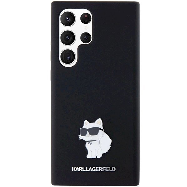 Karl Lagerfeld Silicone Choupette Metal Pin dėklas Samsung Galaxy S24 Ultra - Juodas 2 Karl Lagerfeld Silicone Choupette Metal Pin dėklas Samsung Galaxy S24 Ultra - Juodas 2