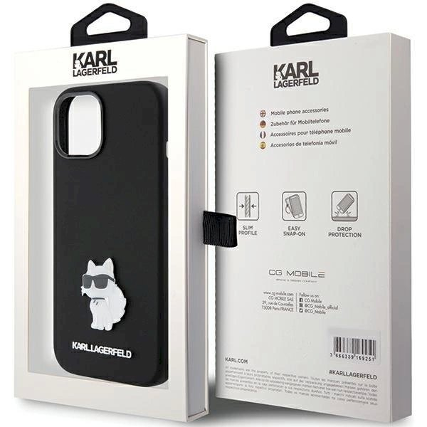 Karl Lagerfeld Silicone Choupette Metal Pin dėklas skirtas iPhone 15 Plus / 14 Plus - Juodas 7 Karl Lagerfeld Silicone Choupette Metal Pin dėklas skirtas iPhone 15 Plus / 14 Plus - Juodas 7