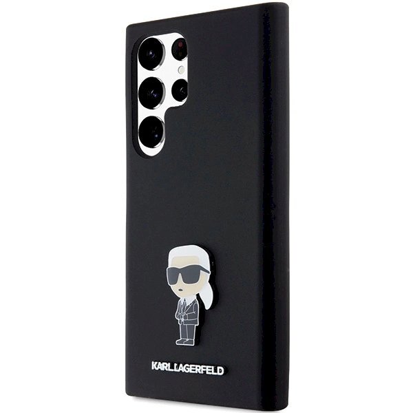 Karl Lagerfeld Silicone Ikonik Metal Pin dėklas Samsung Galaxy S24 Ultra - Juodas 1 Karl Lagerfeld Silicone Ikonik Metal Pin dėklas Samsung Galaxy S24 Ultra - Juodas 1