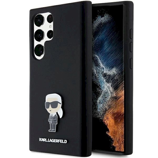 Karl Lagerfeld Silicone Ikonik Metal Pin dėklas Samsung Galaxy S24 Ultra - Juodas
