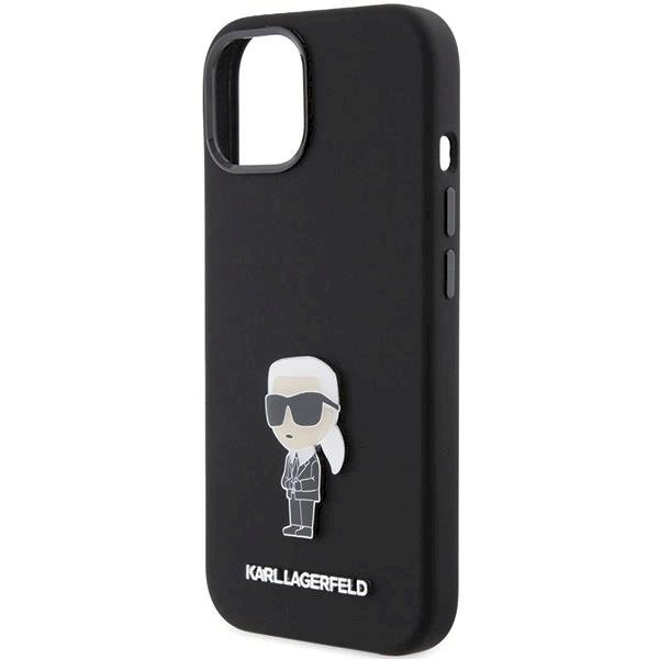 Karl Lagerfeld Silicone Ikonik Metal Pin dėklas skirtas iPhone 15 - Juodas 5 Karl Lagerfeld Silicone Ikonik Metal Pin dėklas skirtas iPhone 15 - Juodas 5