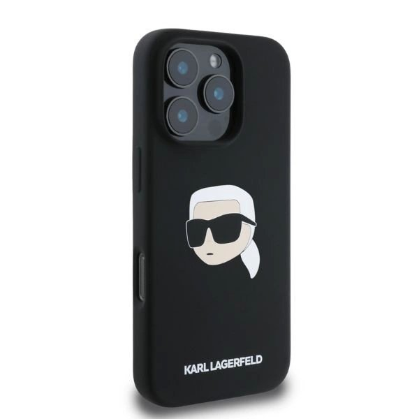 iPhone 16 Pro Max Karl Lagerfeld Silicone Karl Head Print MagSafe dėklas - juodas 1 iPhone 16 Pro Max Karl Lagerfeld Silicone Karl Head Print MagSafe dėklas - juodas 1