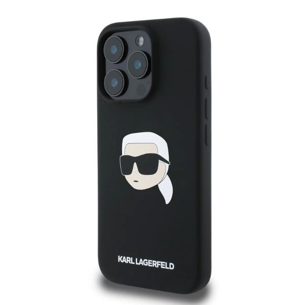 iPhone 16 Pro Max Karl Lagerfeld Silicone Karl Head Print MagSafe dėklas - juodas 2
