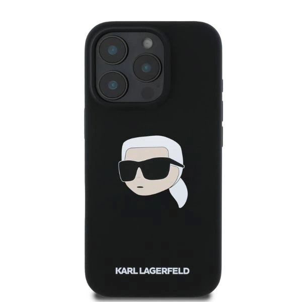 iPhone 16 Pro Max Karl Lagerfeld Silicone Karl Head Print MagSafe dėklas - juodas 3