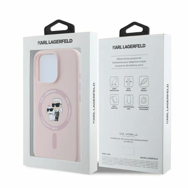 Karl Lagerfeld Silikoninis Karl&Choupette Heads MagSafe Dėklas skirtas iPhone 16 Pro Max - Rožinis 4
