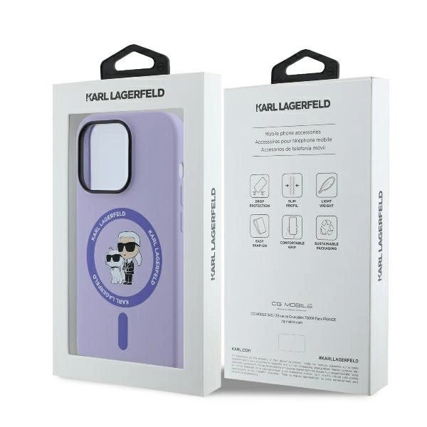 iPhone 14 Pro Max – Karl Lagerfeld Silicone Karl & Choupette Heads Ring MagSafe dėklas - Violetinis 7