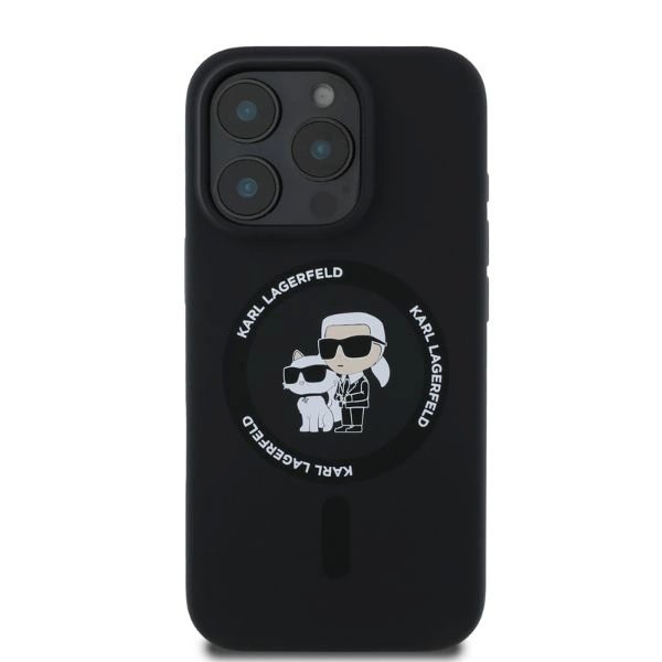 Karl Lagerfeld Silikoninis Karl&Choupette Heads Ring MagSafe Dėklas skirtas iPhone 16 Pro Max - Juodas 3