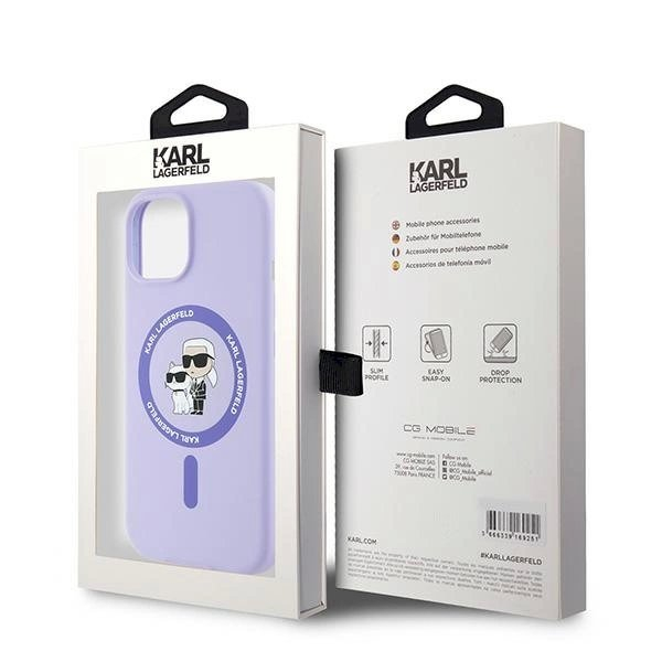 Karl Lagerfeld Silicone Karl&Choupette Heads Ring MagSafe iPhone 15 Case - violetinis 7 Karl Lagerfeld Silicone Karl&Choupette Heads Ring MagSafe iPhone 15 Case - violetinis 7