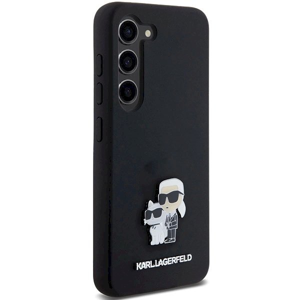 Karl Lagerfeld Silicone Karl Choupette Metal Pin dėklas Samsung Galaxy S24 - Juodas 3 Karl Lagerfeld Silicone Karl Choupette Metal Pin dėklas Samsung Galaxy S24 - Juodas 3