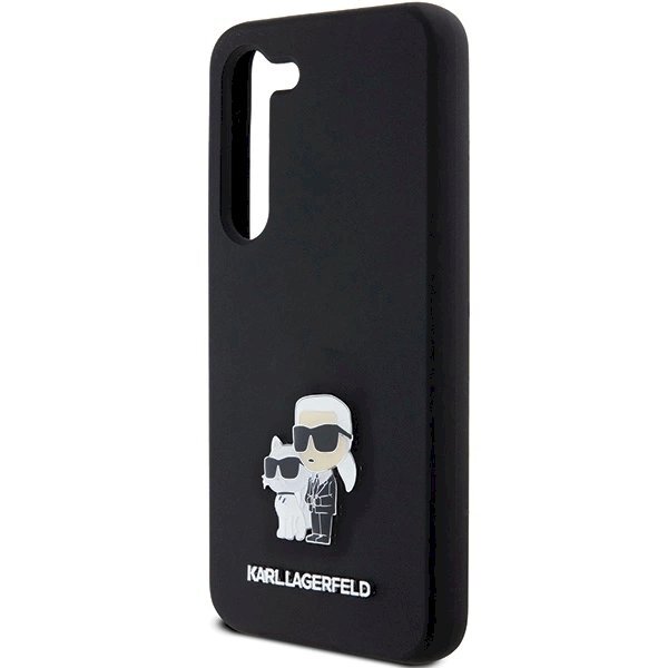 Karl Lagerfeld Silicone Karl Choupette Metal Pin dėklas Samsung Galaxy S24 - Juodas 5 Karl Lagerfeld Silicone Karl Choupette Metal Pin dėklas Samsung Galaxy S24 - Juodas 5