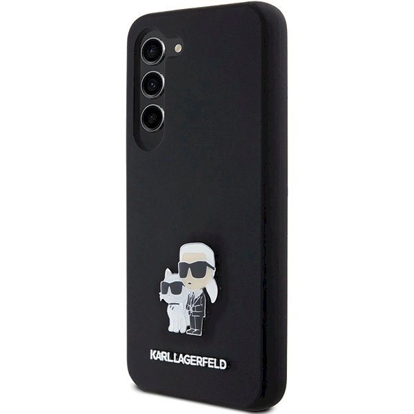 Karl Lagerfeld Silicone Karl Choupette Metal Pin dėklas Samsung Galaxy S24 - Juodas 1 Karl Lagerfeld Silicone Karl Choupette Metal Pin dėklas Samsung Galaxy S24 - Juodas 1