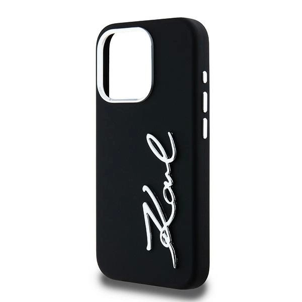 iPhone 15 Pro Max – Karl Lagerfeld Silicone Metal Script Logo dėklas - Juodas 5