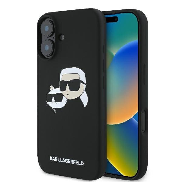 iPhone 16 Karl Lagerfeld Silicone Nauble Heads Print MagSafe dėklas – juodas iPhone 16 Karl Lagerfeld Silicone Nauble Heads Print MagSafe dėklas – juodas