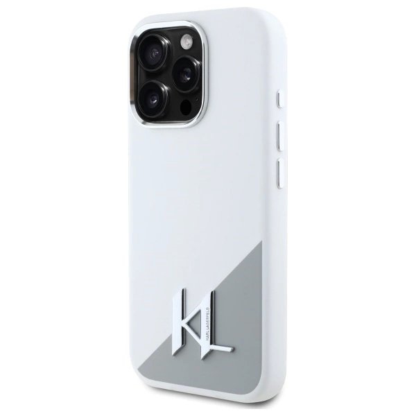 Dėklas Karl Lagerfeld Silicone Shadow Metal Initial MagSafe iPhone 16 Pro - Baltas 1 Dėklas Karl Lagerfeld Silicone Shadow Metal Initial MagSafe iPhone 16 Pro - Baltas 1