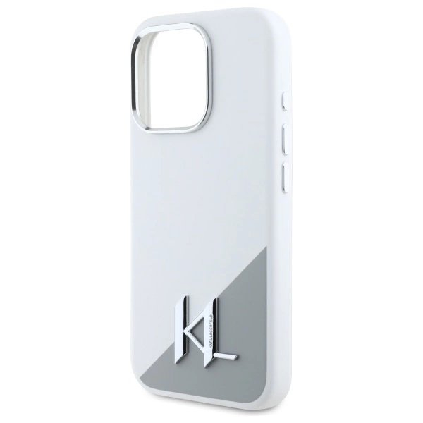Dėklas Karl Lagerfeld Silicone Shadow Metal Initial MagSafe iPhone 16 Pro - Baltas 5 Dėklas Karl Lagerfeld Silicone Shadow Metal Initial MagSafe iPhone 16 Pro - Baltas 5