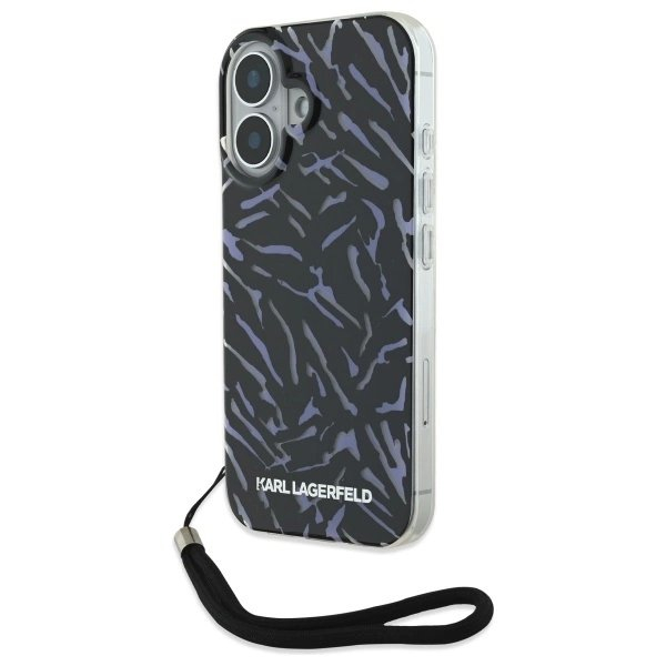Dėklas Karl Lagerfeld Zebra With Cord iPhone 16 Plus - Violetinis Dėklas Karl Lagerfeld Zebra With Cord iPhone 16 Plus - Violetinis