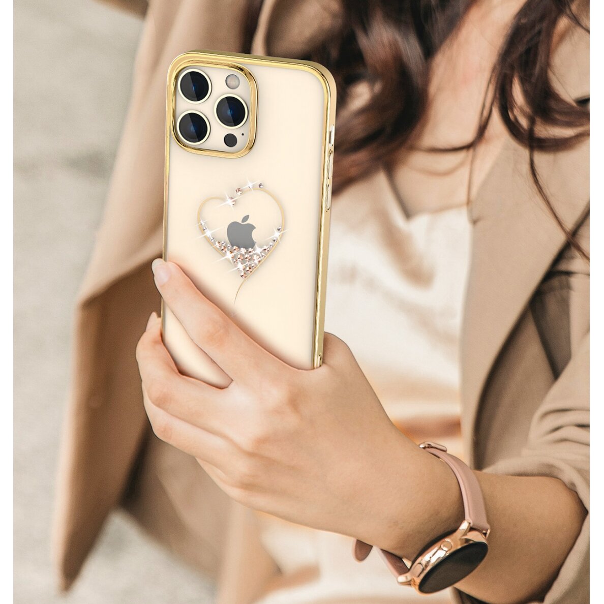 Dėklas Kingxbar Wish iPhone 14 Plus Auksinis 1