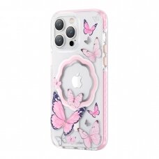 Dėklas Kingxbar Butterfly iPhone 14 (MagSafe) Rožinis