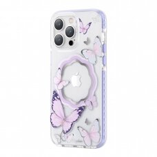 Dėklas Kingxbar Butterfly iPhone 14 Plus (MagSafe) Purpurinis