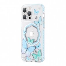 Dėklas Kingxbar Butterfly iPhone 14 Plus (MagSafe) Mėlynas