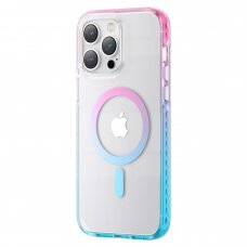 Dėklas Kingxbar PQY Ice Crystal iPhone 14 Pro (MagSafe) Rožinis, mėlynas