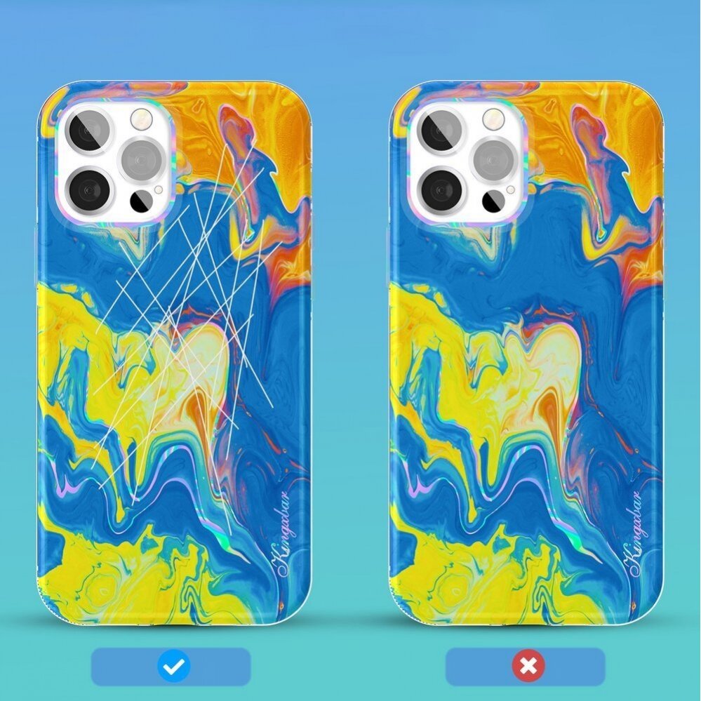 Dėklas Kingxbar Watercolor Series color iPhone 12 Pro / iPhone 12 Geltonas-Mėlynas 1